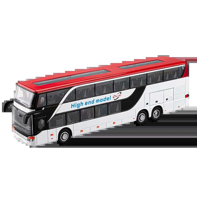 Bus d'affaires Double couche en alliage, Simulation de tourisme urbain, modèle de Bus avec son et lu