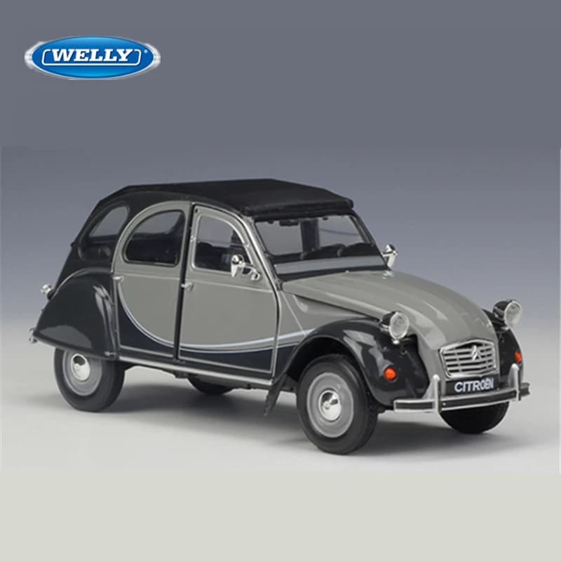 WELLY-Modèle de voiture en alliage moulé sous pression pour enfants, 1:24, Cristaux en 2CV, 6 Banana