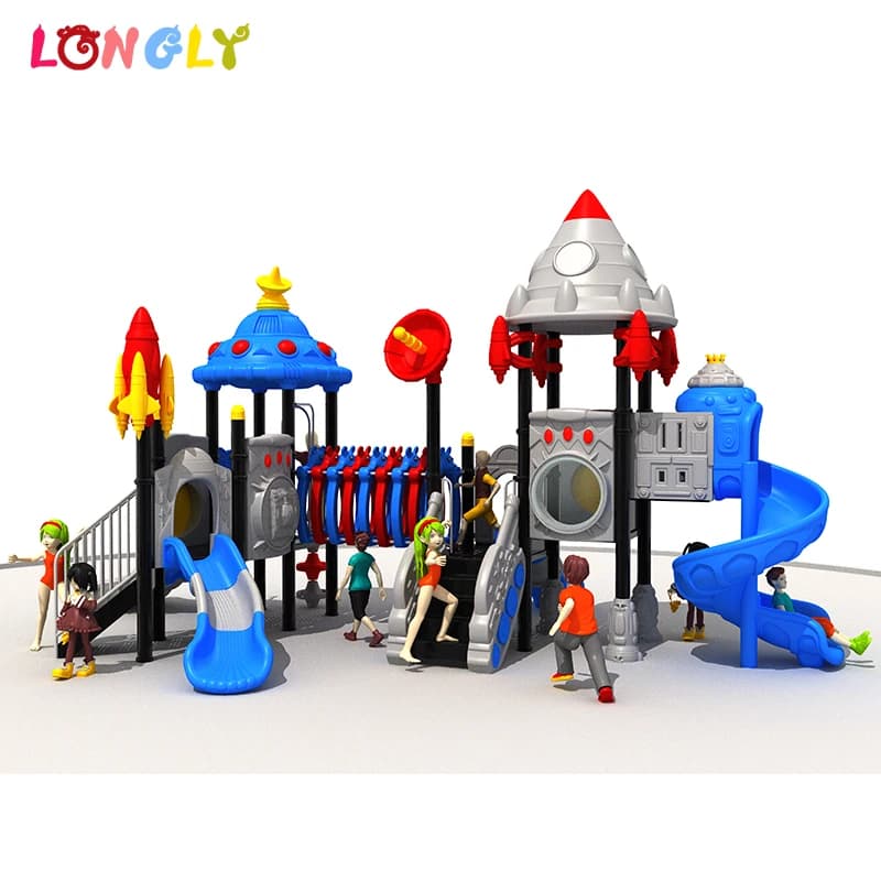 Aire de jeux extérieure pour enfants, toboggan en plastique pour enfants, espace de jeux