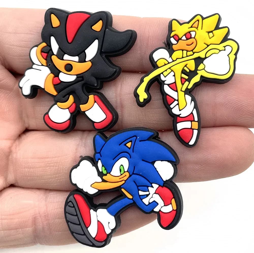 20 ensembles de jeux de dessins animés mignons Sonic the Hedgehog Cave, chaussures à fleurs, boucle