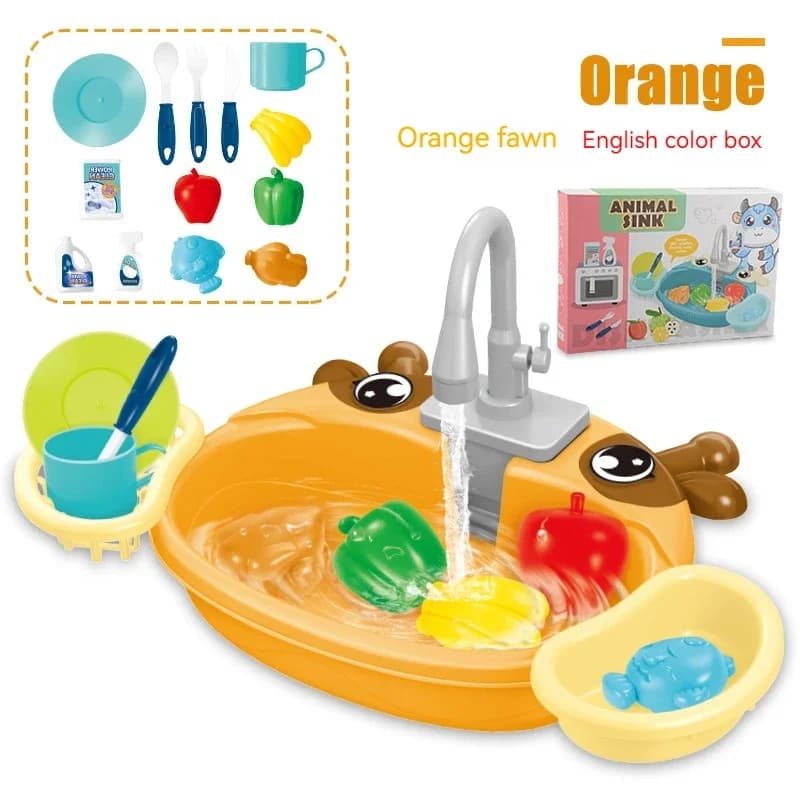 Ensemble de cuisine jouet pour tout-petits avec eau à circulation électrique, évier lave-vaisselle,