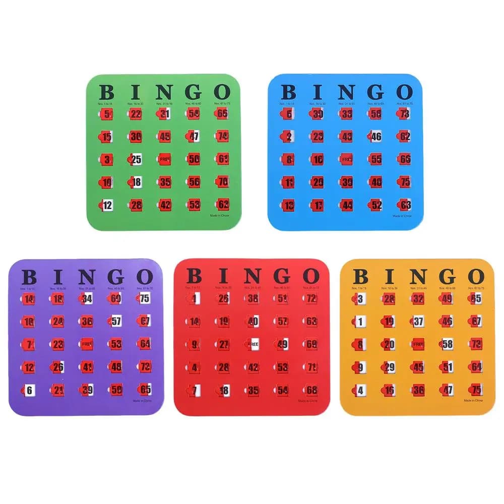 5 cartes de jeu de Bingo à grands caractères, en carton, pour grands groupes d'adultes, réutilisable