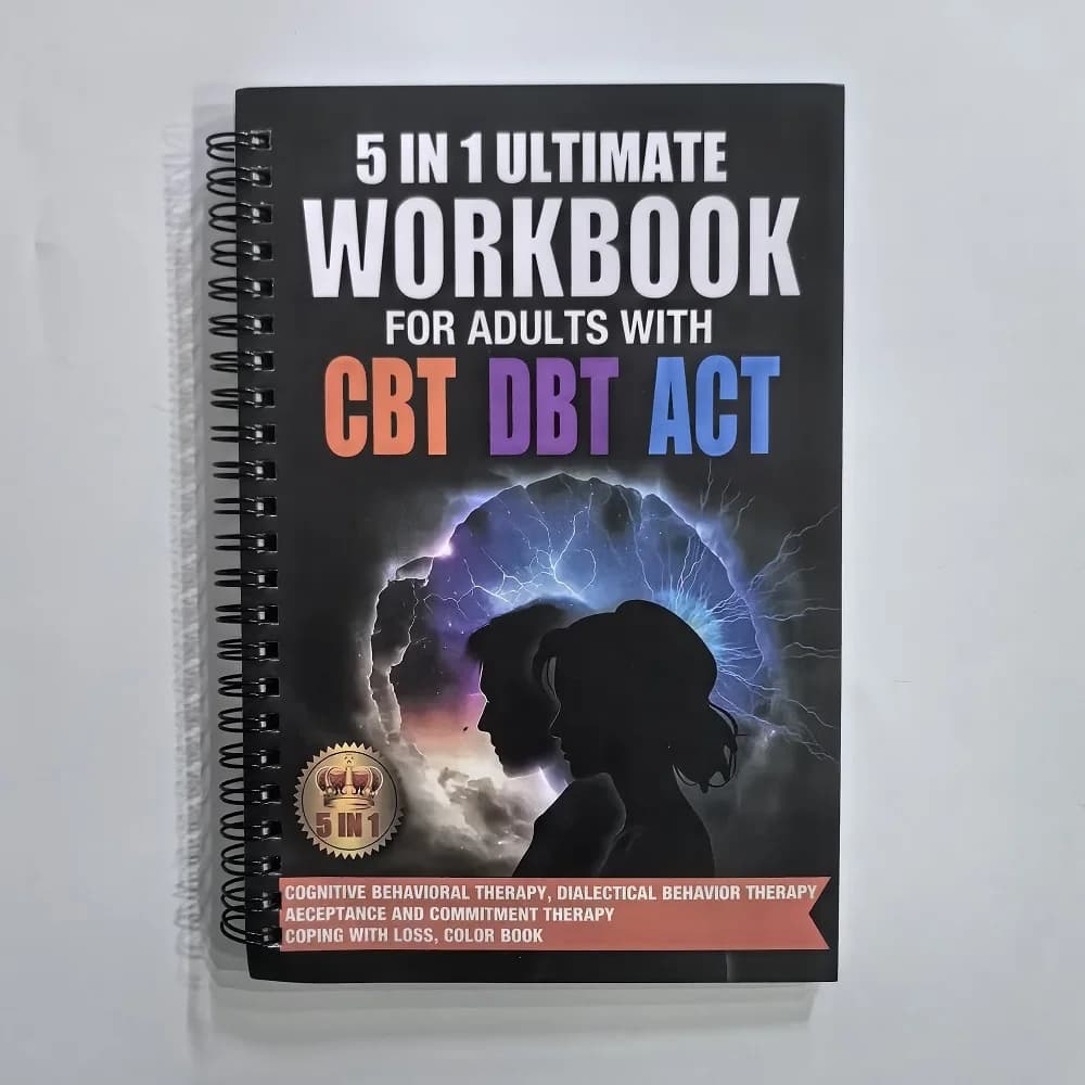 Cahier de travail ultime 5 en 1 pour adultes avec CBT DBT ACT, incluant un cahier à colorier