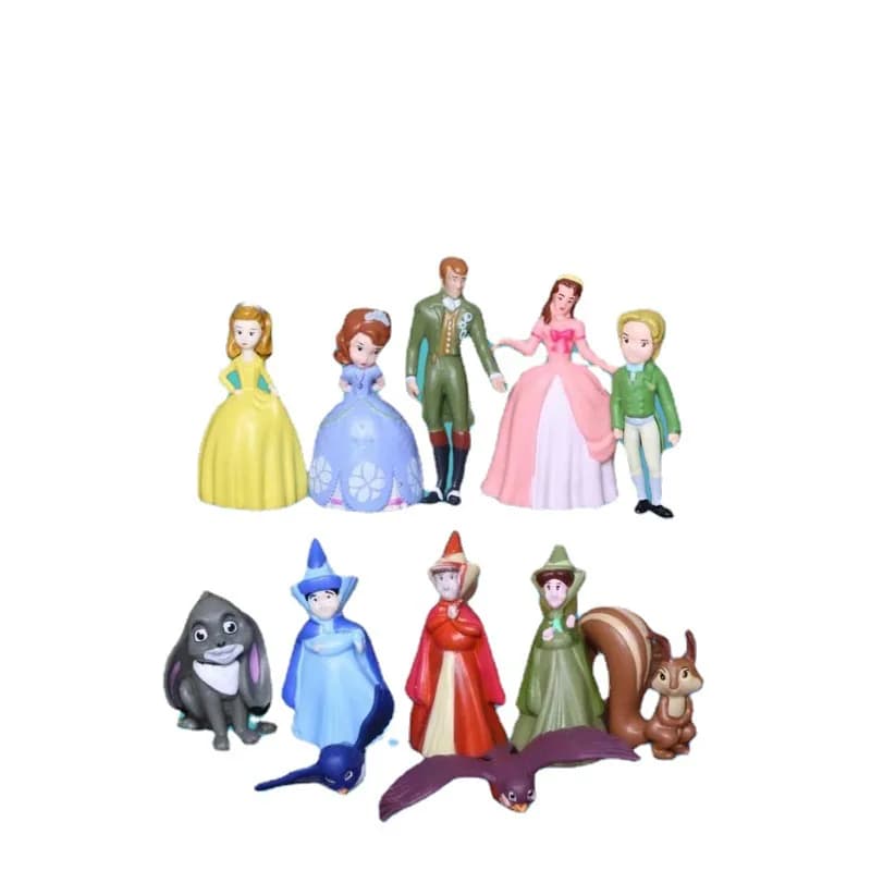 Figurines Sofia la Première, princesse Sophia, Amber Cilo, Prince James, reine Miranda, oiseau, trèf