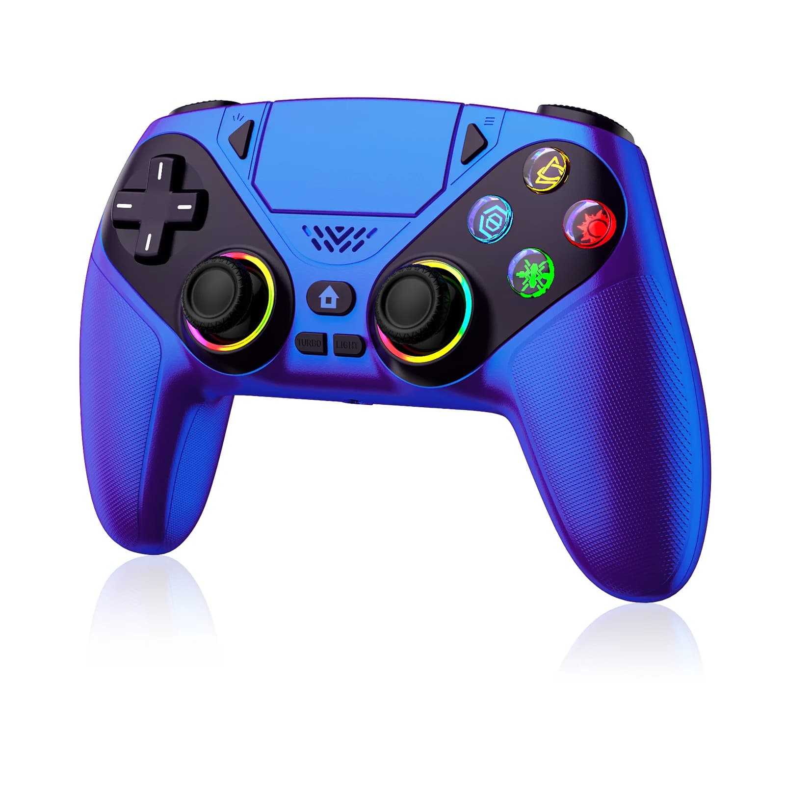 Manette de jeu avec lumières RGB pour Playstation 5, contrôleur PS5 avec fonction Turbo, vibration,