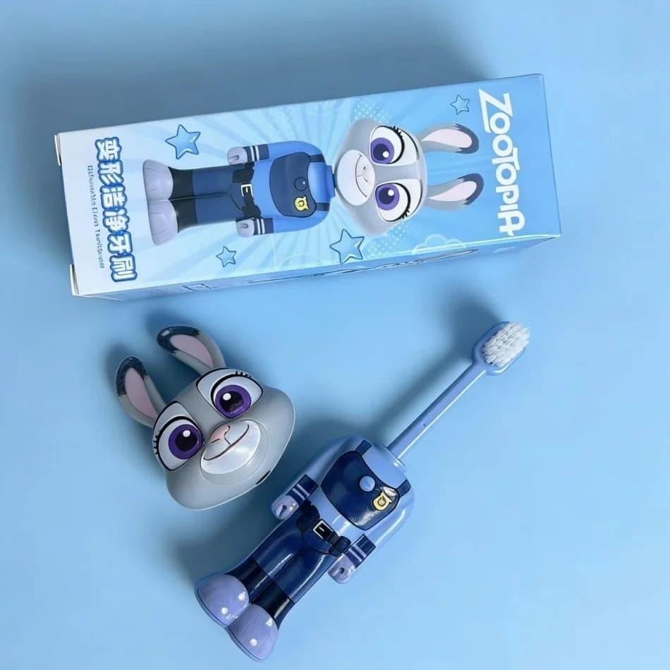 Brosse à dents évolutrice Zootopia, figurines mignonnes Nick et Judy, brosse à dents transformable à