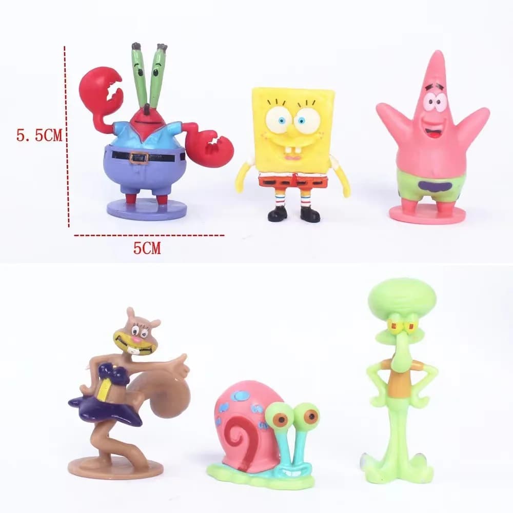 Nouvelles figurines de Bob l'éponge, 6 pièces, Bob, Crab Boss, Patrick Star, figurines d'action, fig
