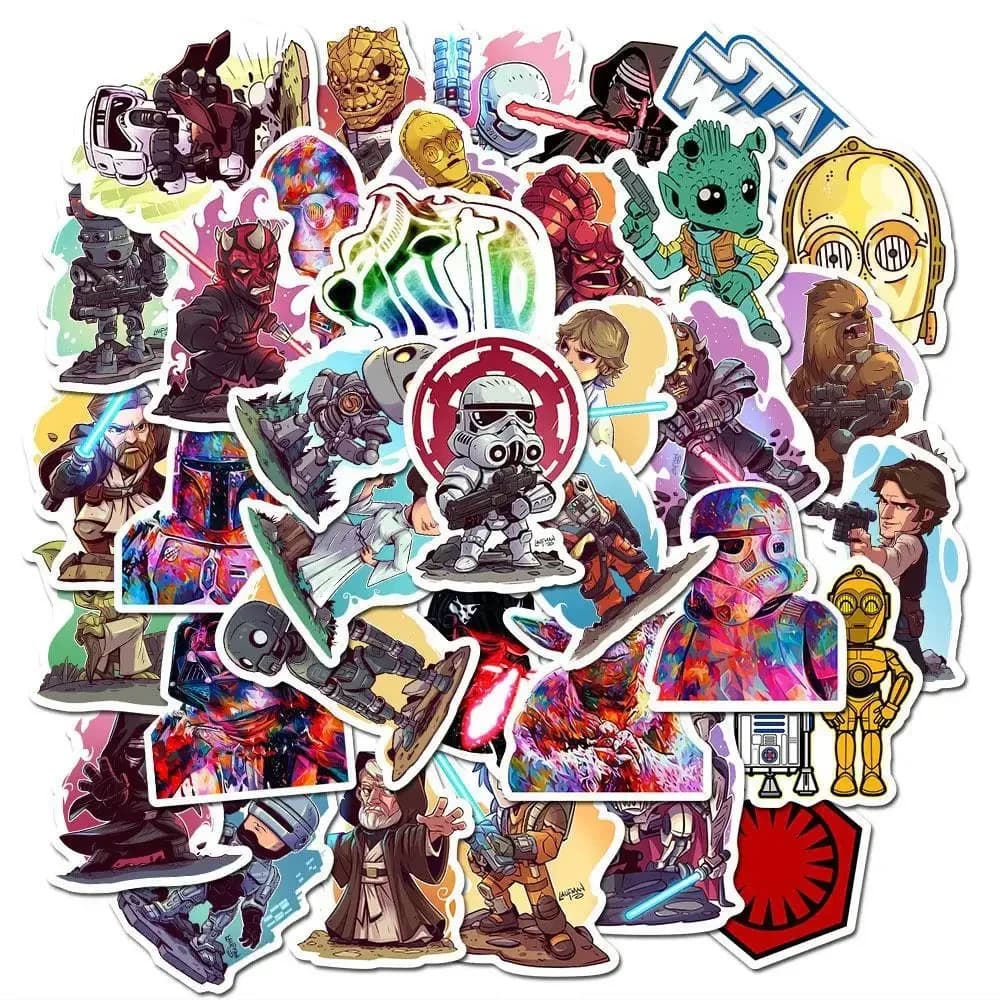 Autocollants de dessin animé Star Wars, 50/100 pièces, pour bricolage, journal, ordinateur portable,