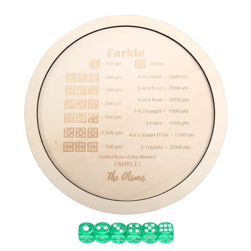 B78B-Farkle plateau à dés Farkle jeu de dés classique avec plateau le jeu familial classique 30Cm