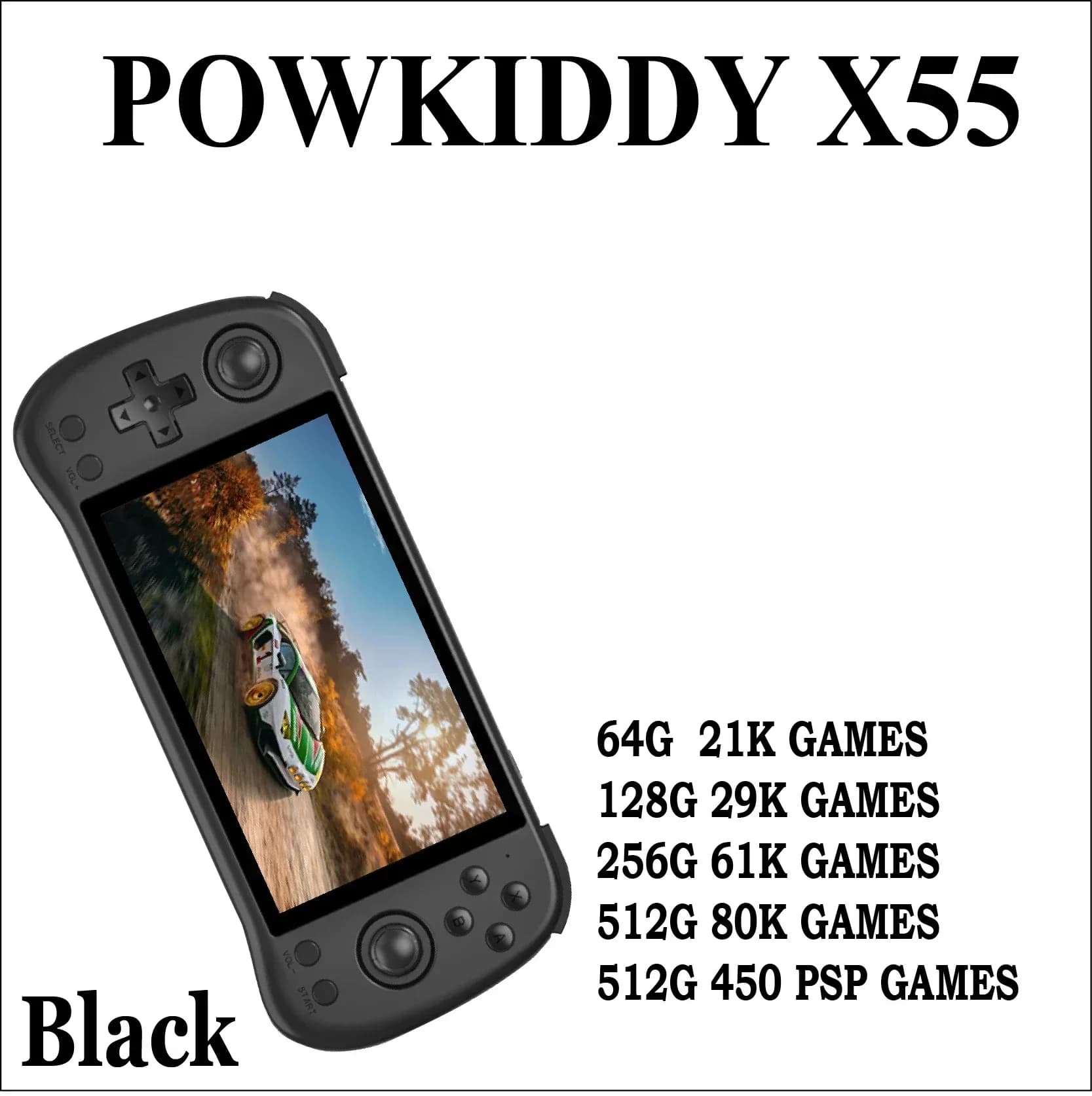 POWKIDDY X55 rétro portable jeu lecteur vidéo Console 5.5 pouces écran HD RK3566 système Linux Open