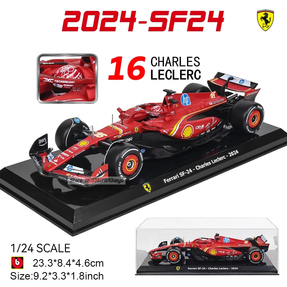 Bburago 1:24 2024 F1 série divers modèles # Modèle de voiture en alliage Leclerc Ferrari SF24 1/6, m