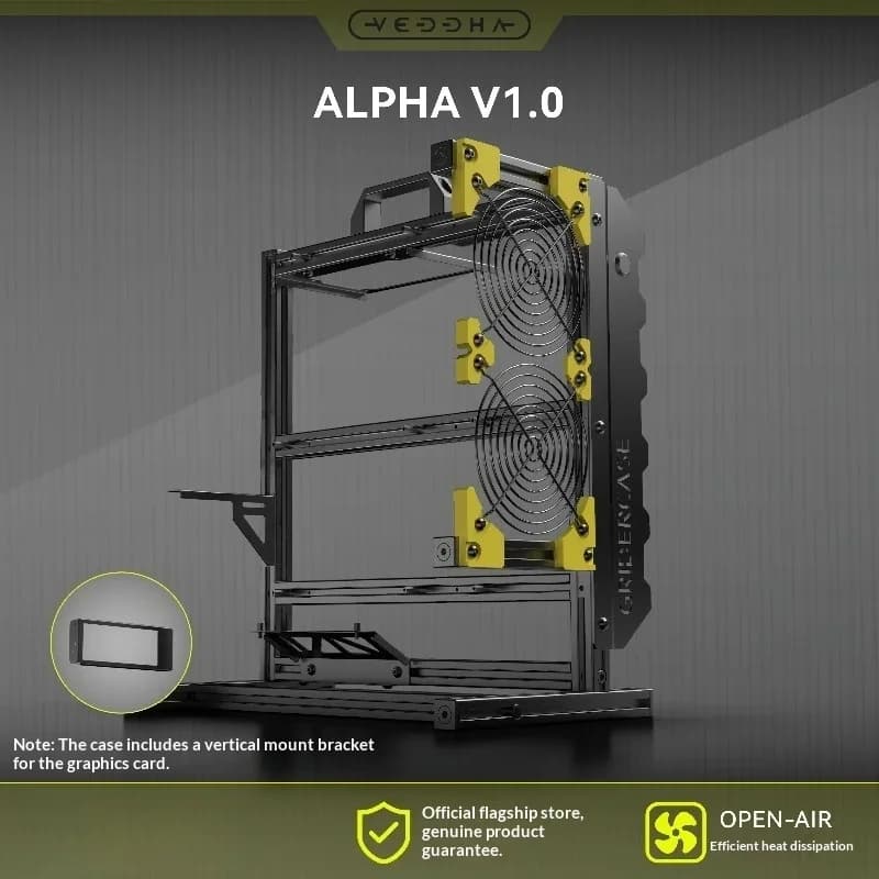 VEDDHA ALPHA V1.0 Châssis Ouvert - pour Stations de Travail et Passionnés, Boîtier ATX Entièrement e