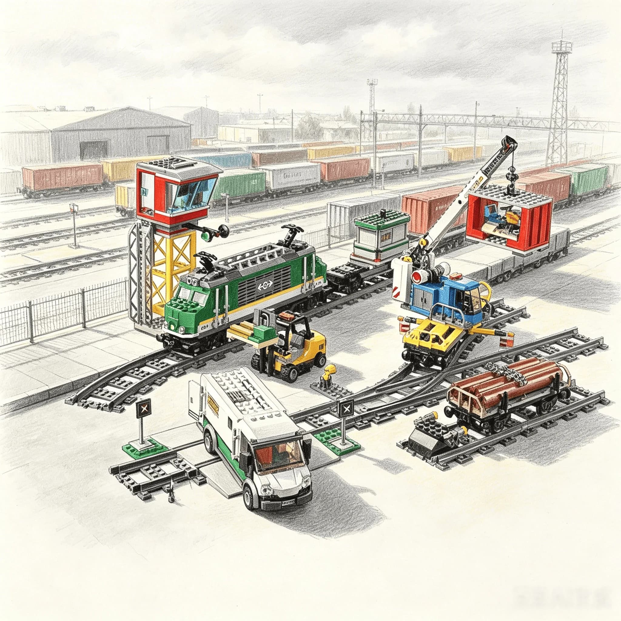 Moc City High Cargo RC Train, modèle motorisé télécommandé, blocs de construction en briques techniq
