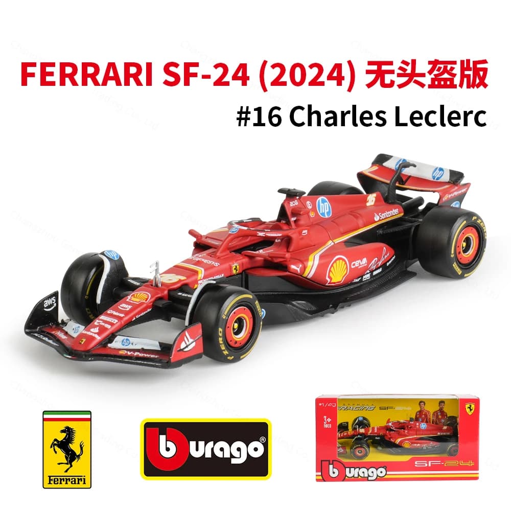 Bburago 1:43 Ferrari 2024 SF24 Miami # 16 # Modèle de voiture de course de Formule 1 F1 à l'échelle
