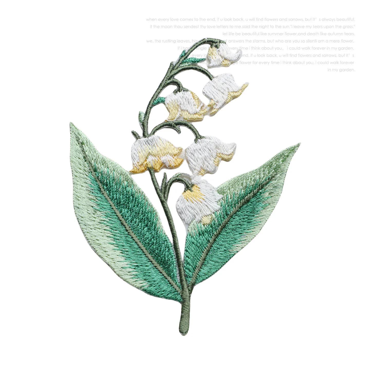 Patch brodé symétrique Muguet, thermocollant DIY pour vêtements, sacs et accessoires vestimentaires