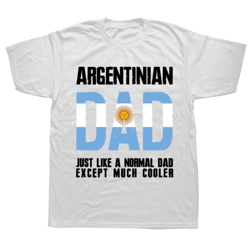 T-shirt en coton à manches courtes avec drapeau argentin, motif papa argentin comme un autre, mais p