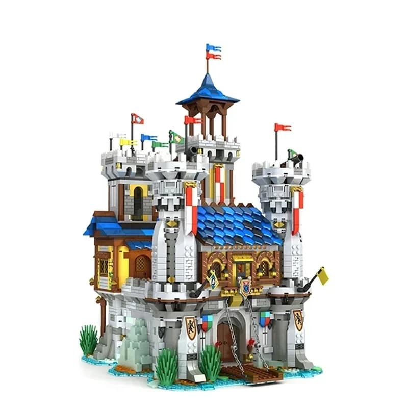 Blocs de construction de château médiéval, modèle de Style européen, vue sur la ville, briques MOC,