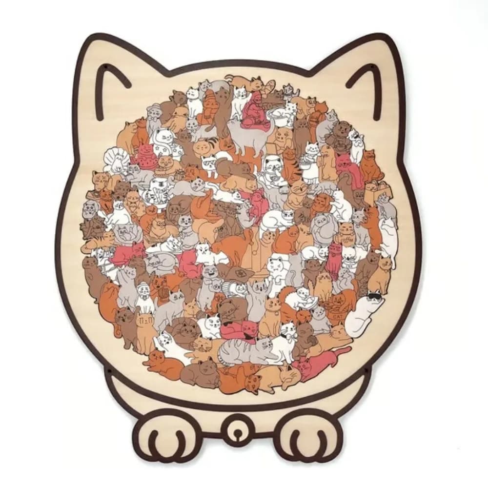 Puzzle en forme de chat de couleur Morandi, 135 pièces, couleur Macaron, ornements, Puzzle en bois p