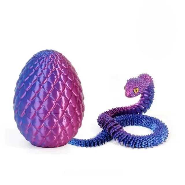 Serpent imprimé en 3D 2025 avec oeuf - Jouet de décompression articulé à articulations mobiles | O