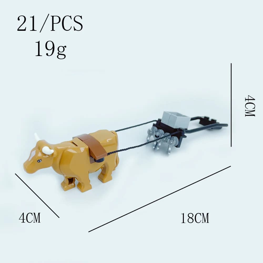 Ensemble de jouets de Construction, scène de ferme MOC animale avec taureau de labour, blocs de Cons
