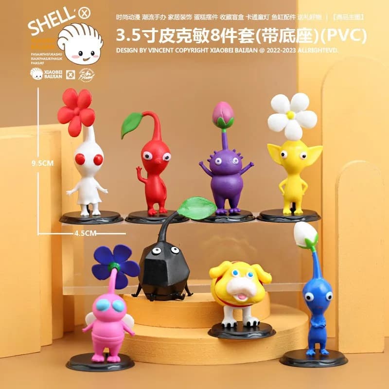 Ensemble de figurines d'action Pikmin en PVC, 8 pièces, jouets de collection mignons de 3,5 pouces a