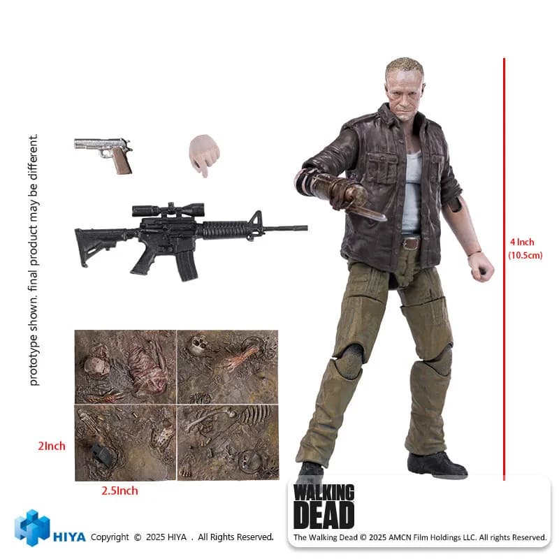 Figurine articulée Hiya Merle The Walking Dead, échelle 1/18, 10,5 cm, modèle de collection pour col