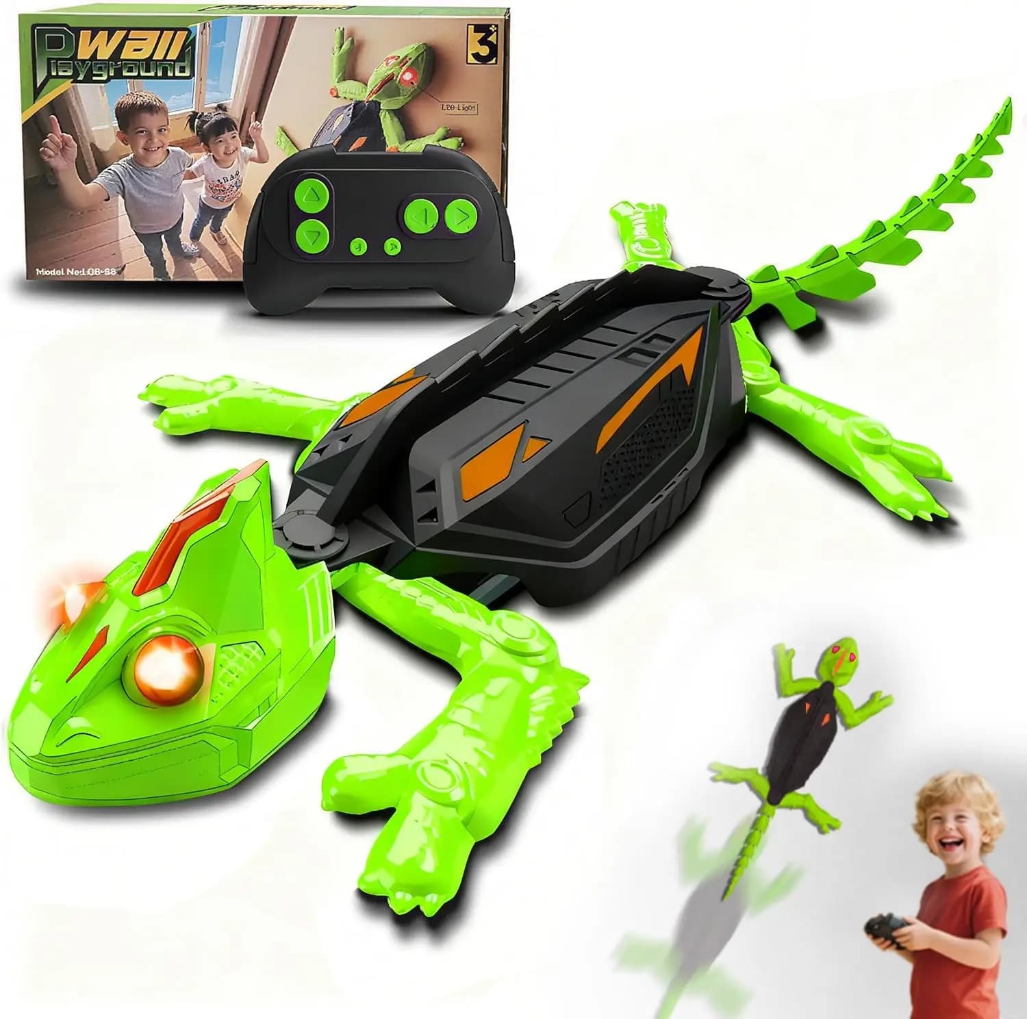 Jouet d'escalade mural Gecko télécommandé électrique, avec yeux LED, farces amusantes, lézard, jouet