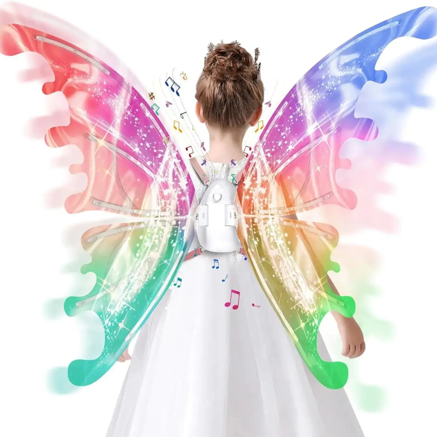 Ailes de papillon pour filles, ailes de fée, musique pour anniversaire, halloween, fête de noël, cos