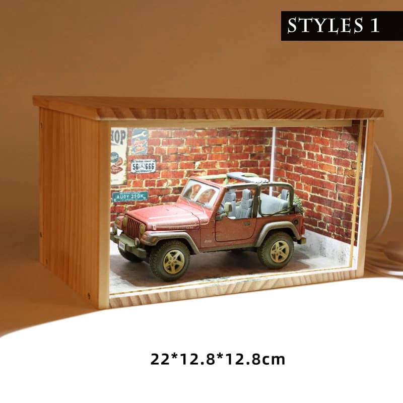 Modèle de garage en bois massif pour voitures et motos 1:32, 1:43, 1:18, avec emplacement de station
