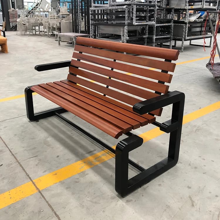 Prix d'usine banc Long en bois extérieur sièges publics bancs de Patio de jardin banc de parc robust