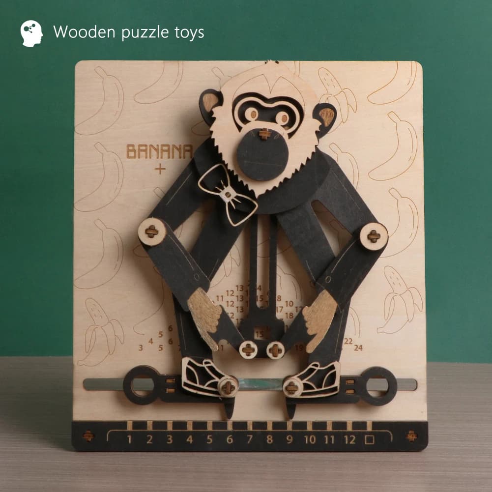 Puzzle 3D en bois Science et éducation poutre singe jouet éducatif en bois