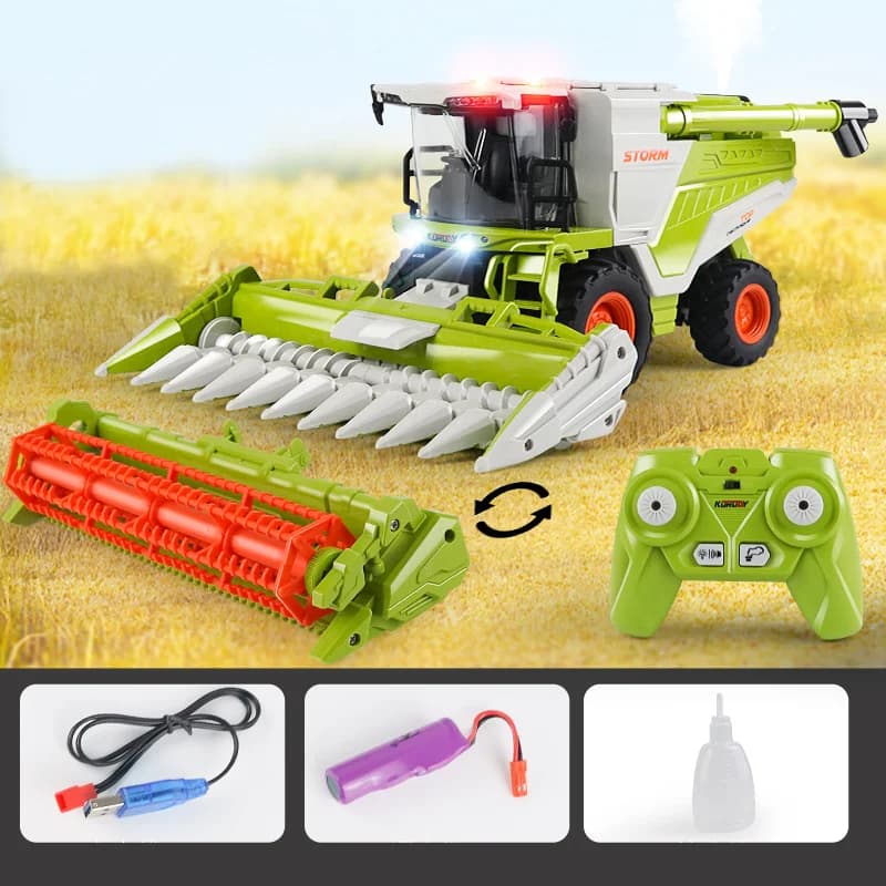 Tracteur agricole RC 2.4G, camion de moissonneuse télécommandé avec sons et lumières, jouets de noël
