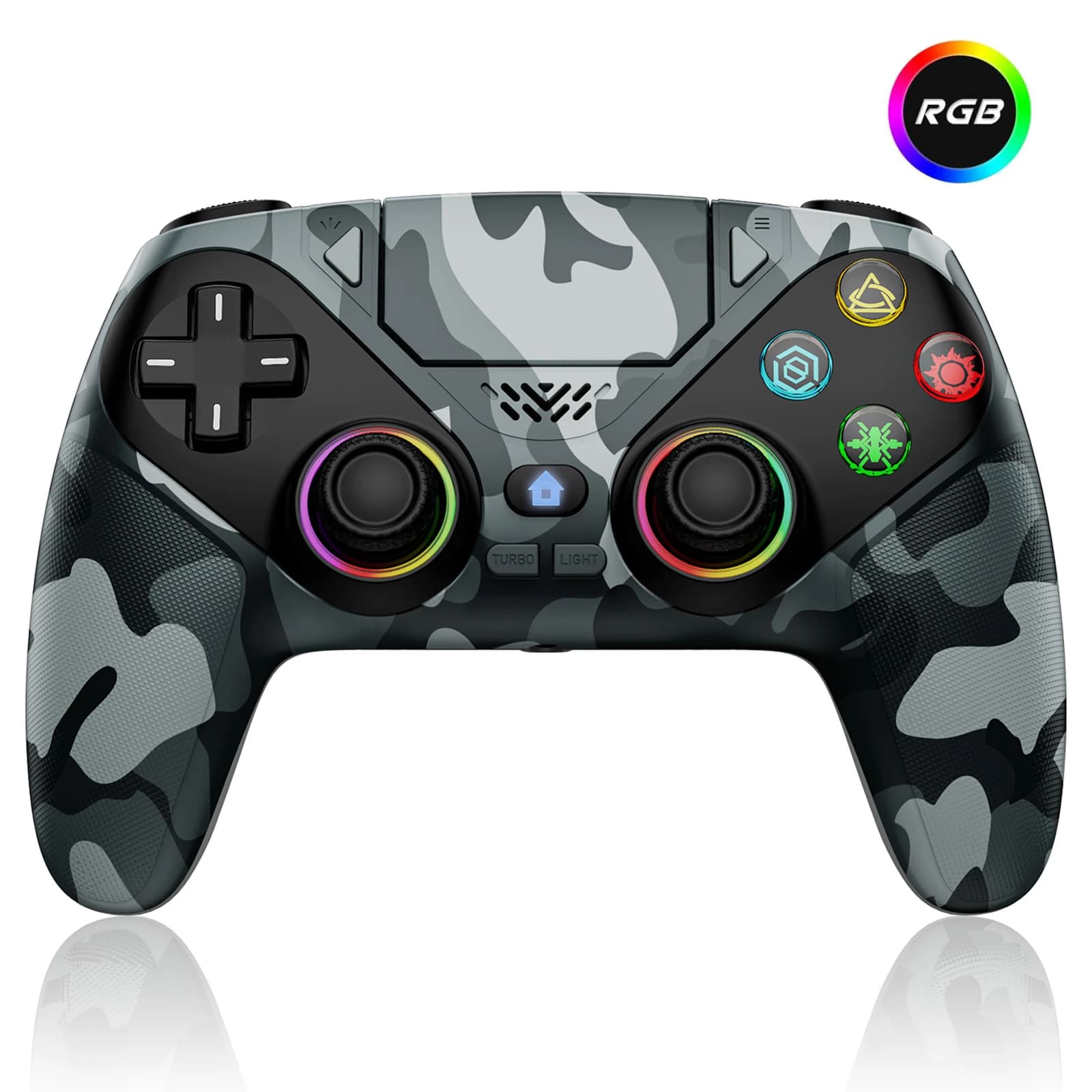 Manette de jeu pour Playstation 5 PS5 Pro/Slim/PC, contrôleur sans fil RGB, gyroscope à 6 axes, doub