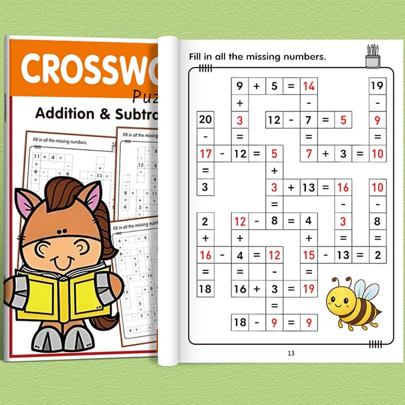 Cahier d'exercices de mathématiques pour enfants âgés de 5 à 8 ans Math: mots croisés de mathématiqu