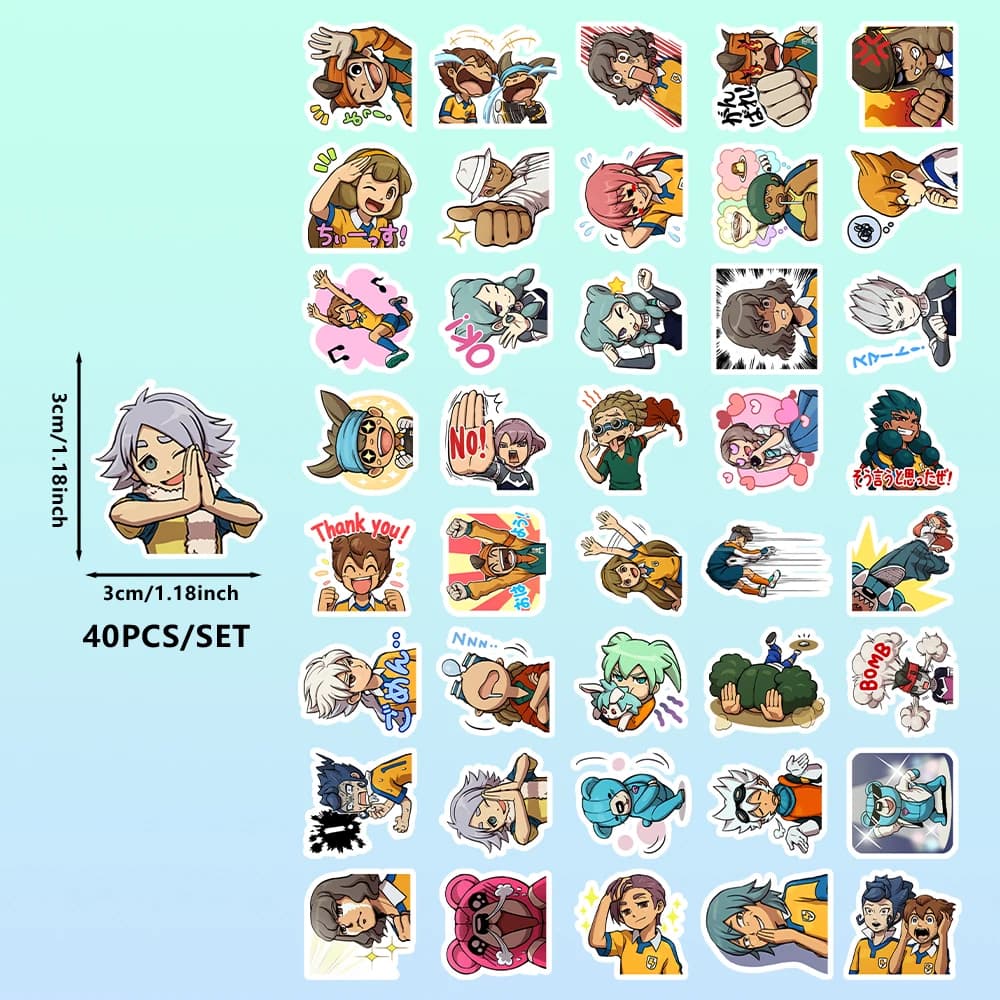 40 pièces d'autocollants de marchandises Inazuma Eleven Series – Autocollants décoratifs pour boutei