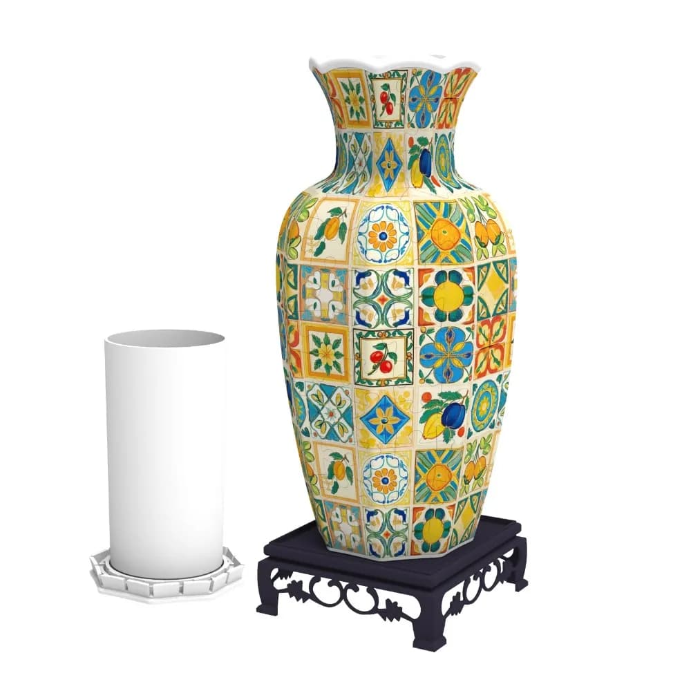 Vase Puzzle 3D Créatif, Blocs de Construction Artistiques DIY, Vase Étanche avec Base, Vase à Fleurs