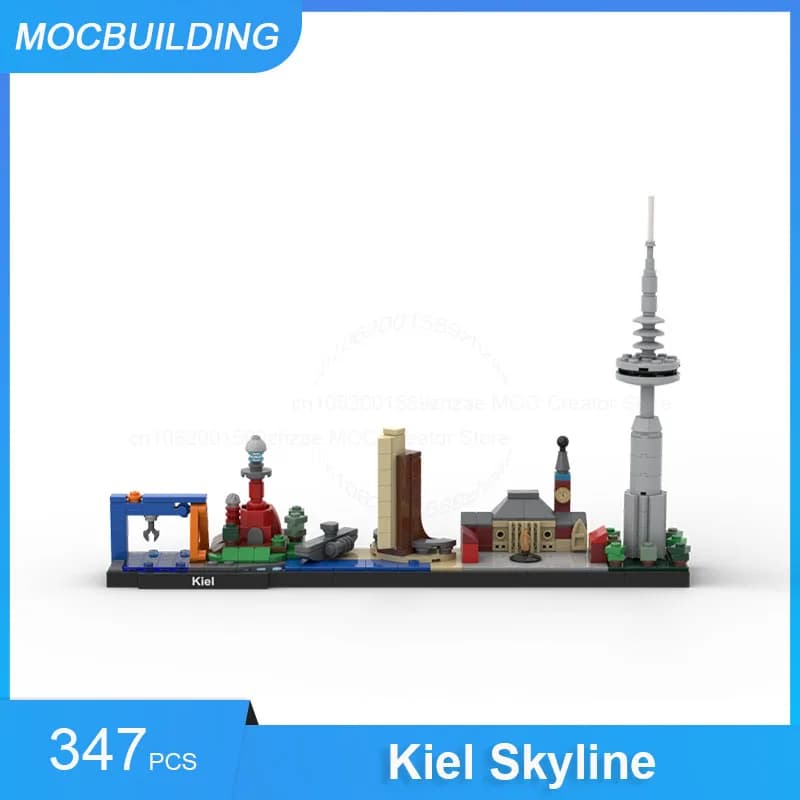 Blocs de construction MOC Kiel Skyline, modèle d'exposition d'architecture, bricolage, Collection de