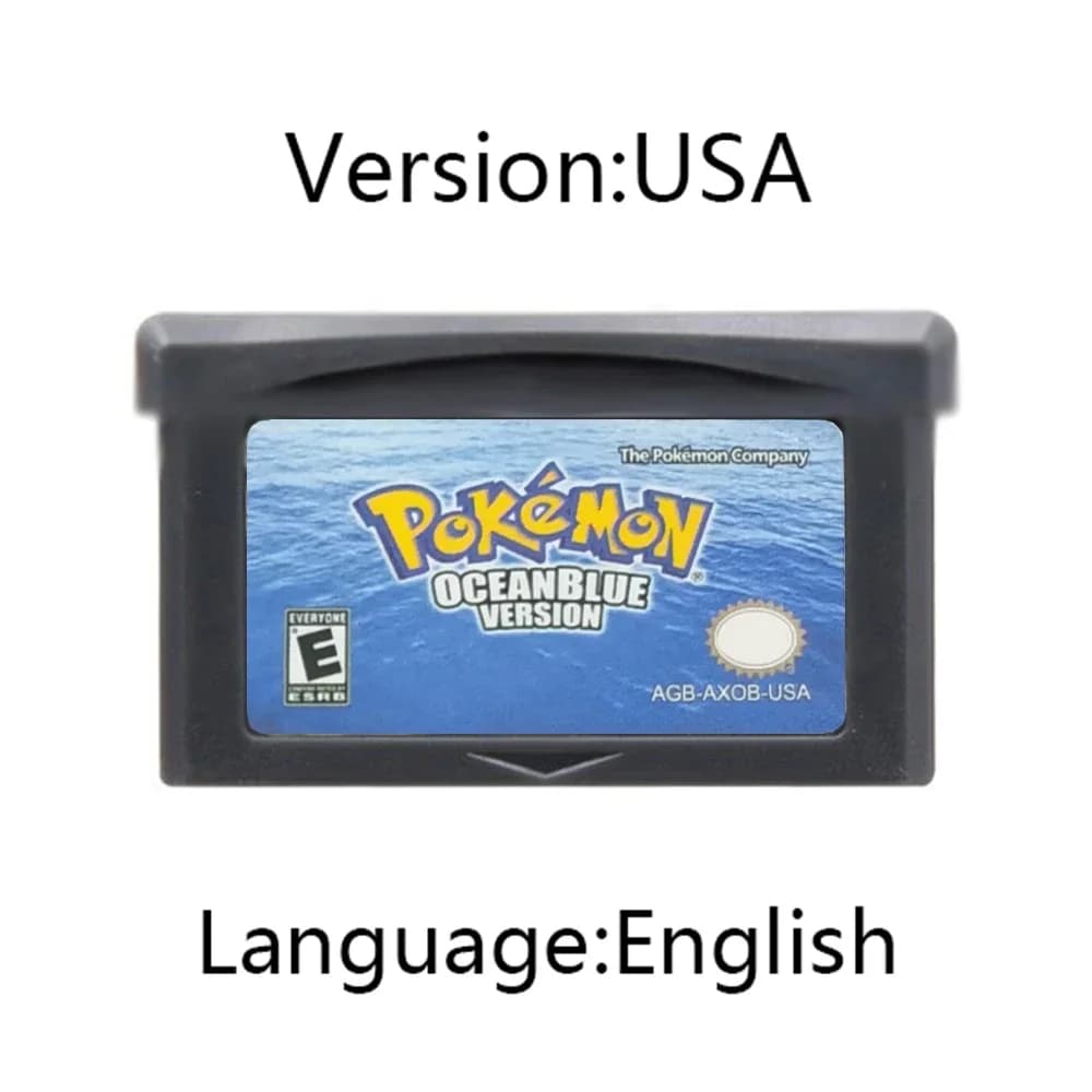 Cartouche de jeu Pokemon série GBA, carte de console de jeu vidéo 32 bits, Fuligin AshGray Liquid Cr