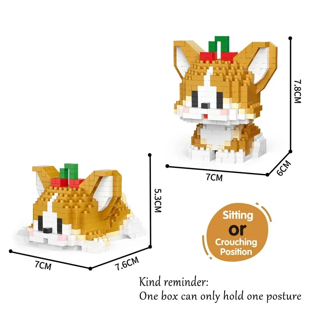 Knew Built-Mini blocs de construction chien blanc, ensemble de jouets, construire un des deux, style