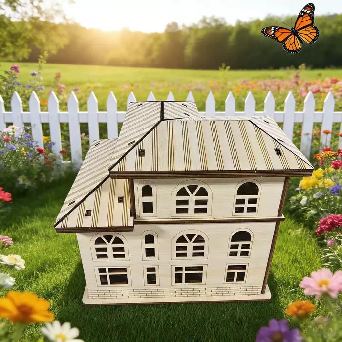 Puzzle 3D en bois de villa à deux étages style européen jouet de construction diy fait main décoration de table pour adultes occasions spéciales