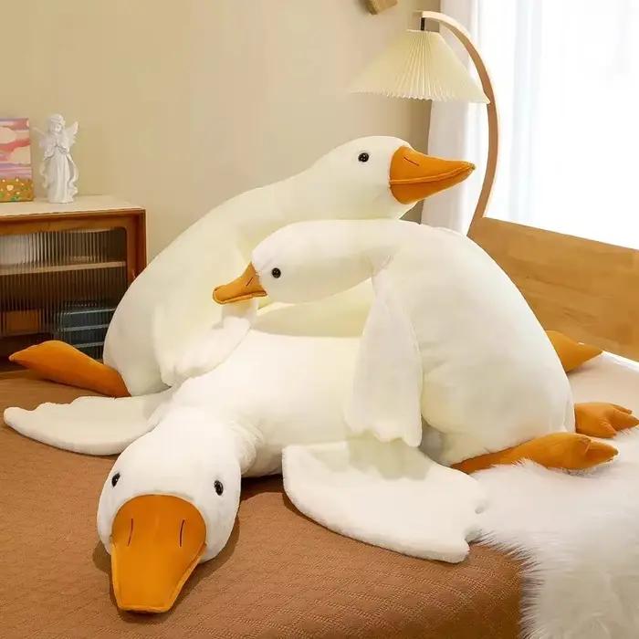 50-190 cm mignon grande oie blanche jouets en peluche Kawaii énorme canard sommeil oreiller coussin
