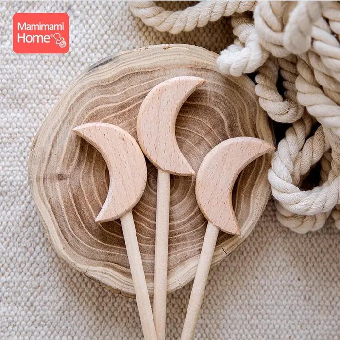 TeWindsor-Jouets en bois pour bébés, 50 pièces, en hêtre, étoile à ronger, bricolage, bâtons magique