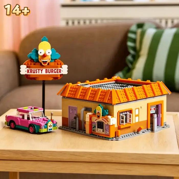Hot Toys 1635 pièces Street View Virginia Simpsons Krusty Burger Restaurants Modèle de puzzle en blocs de construction Jouet Ornement d'anniversaire Cadeaux