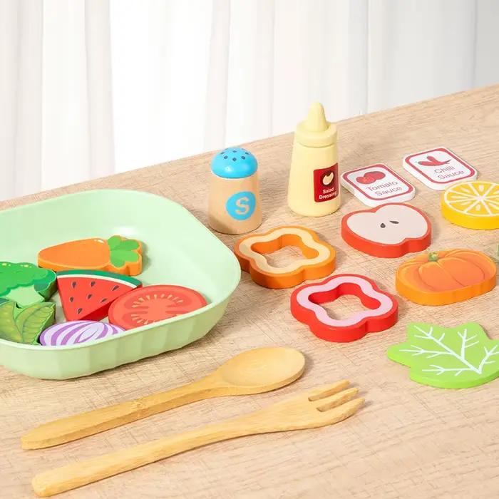 Ensemble de jouets de simulation en bois pour salade