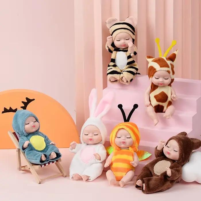 1 pièces Kawaii 12cm Simulation renaissance poupées jouet Mini mignon dormir bébé série poupée dessi
