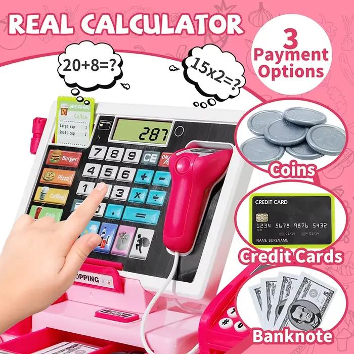 Caisse enregistreuse de jeu avec calculatrice réelle
