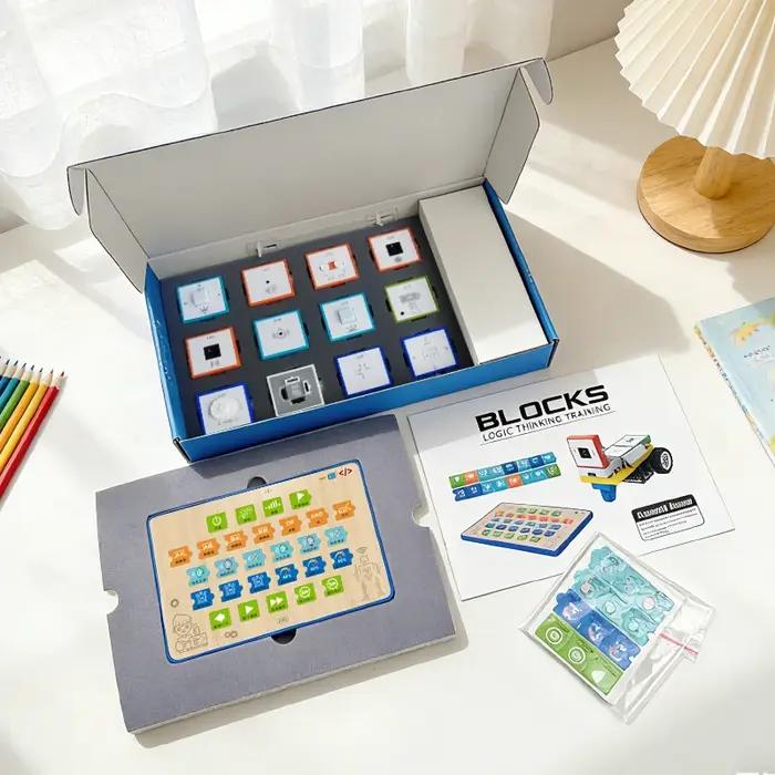 Ensemble de blocs de construction logiques éducatifs pour enfants - Jouet électronique de programmation pour l'apprentissage du calcul physique