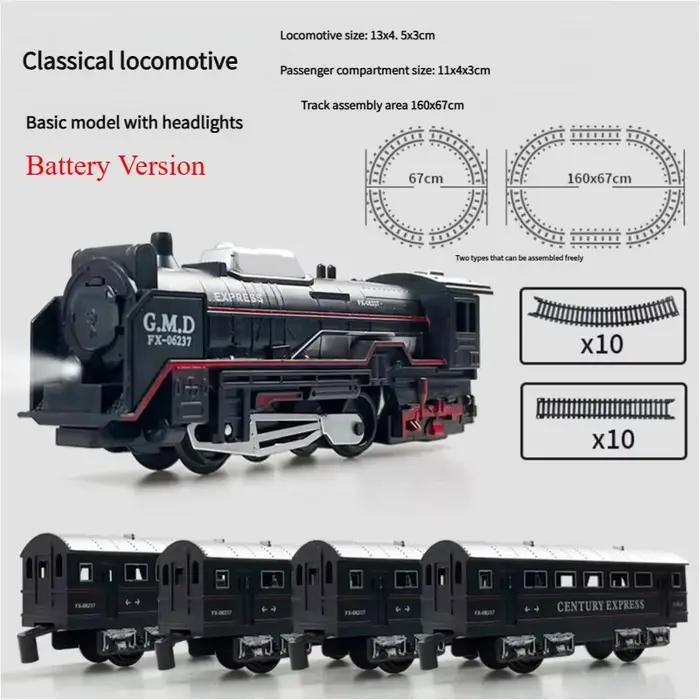 Ensemble de jouets de Train à vapeur de fret électrique rétro-assemblage de bricolage piste ferrée lumière son Simulation de fumée cadeau pour enfants