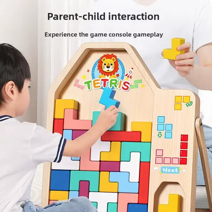 Les activités parent-enfant avec des blocs de construction Tetris développent la pensée cérébrale et entraînent les enfants à résoudre des puzzles.