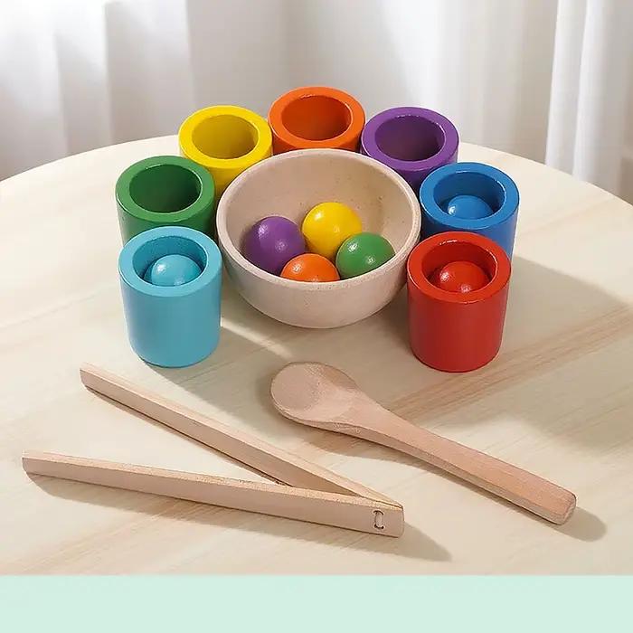 Gobelets colorés Montessori à sept couleurs, jeux de tri et de reconnaissance, jouets éducatifs pour